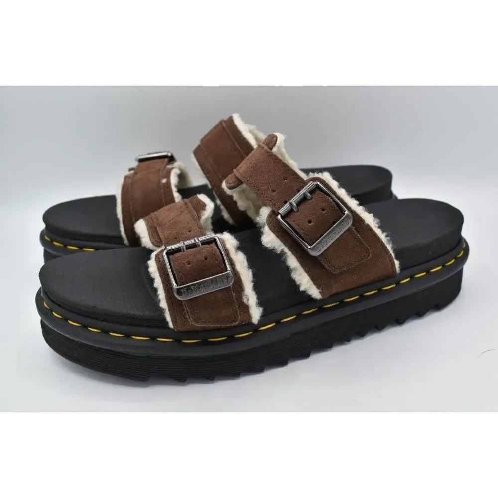 Dr Martens‎ Mens Size 14 Myles Brown Suede Buckle Slide Sandals Shoes